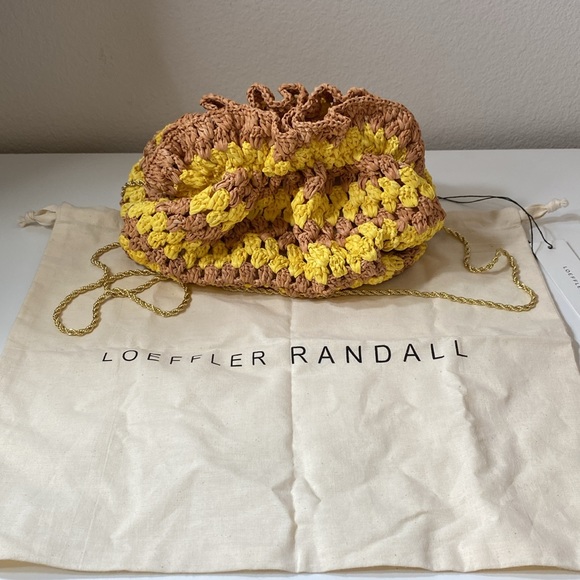 NWT Loeffler Randall Mini Willa Cinch Clutch raffia bag in natural/yellow - Picture 2 of 6